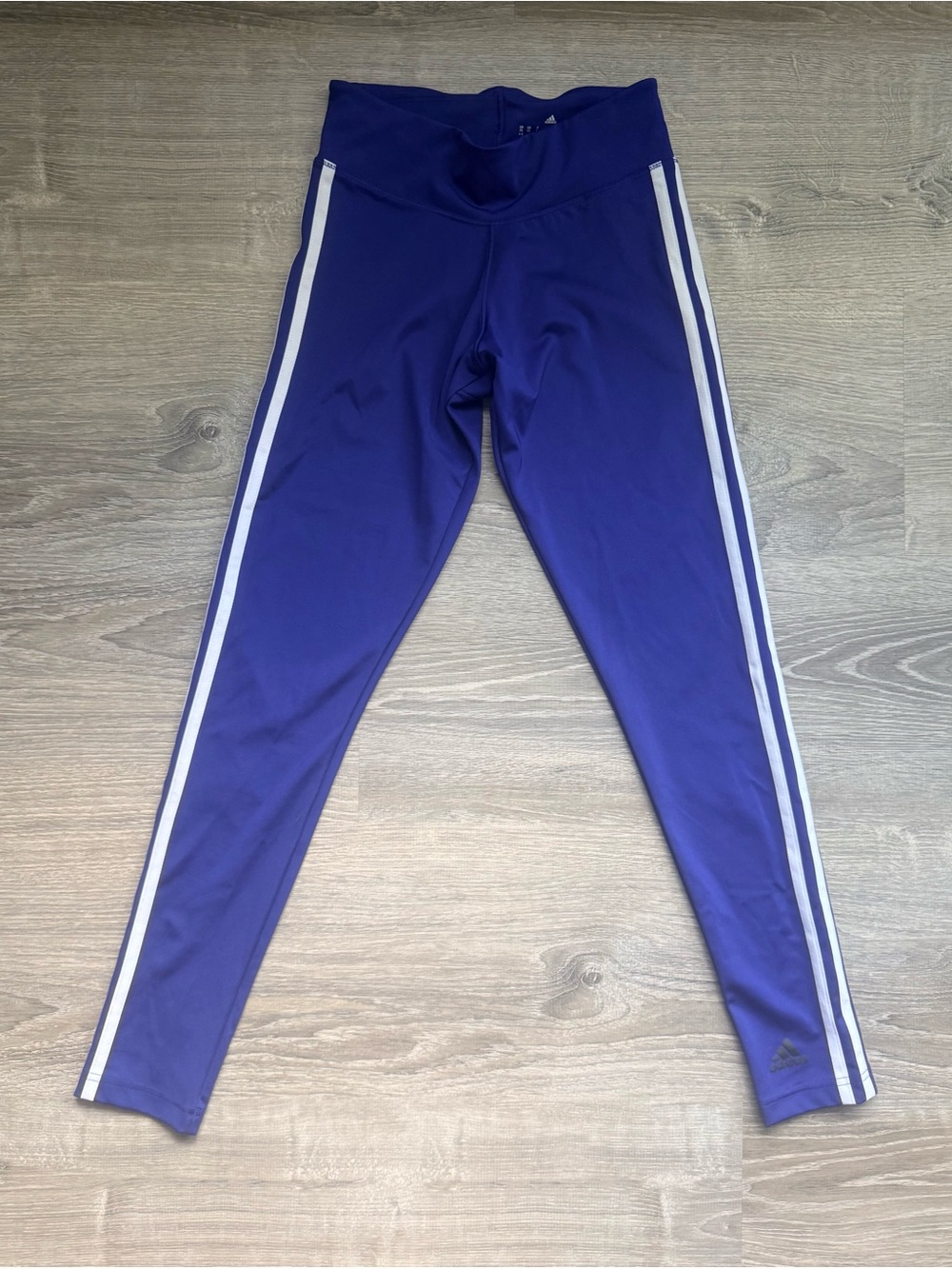 adidas Women’s XS High-Waist Athletic Leggings Royal Blue/White Interior Pocket - Picture 2 of 9